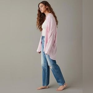 American Eagle Outfitters Women's Oversized Fit Shirt Pink Size L
